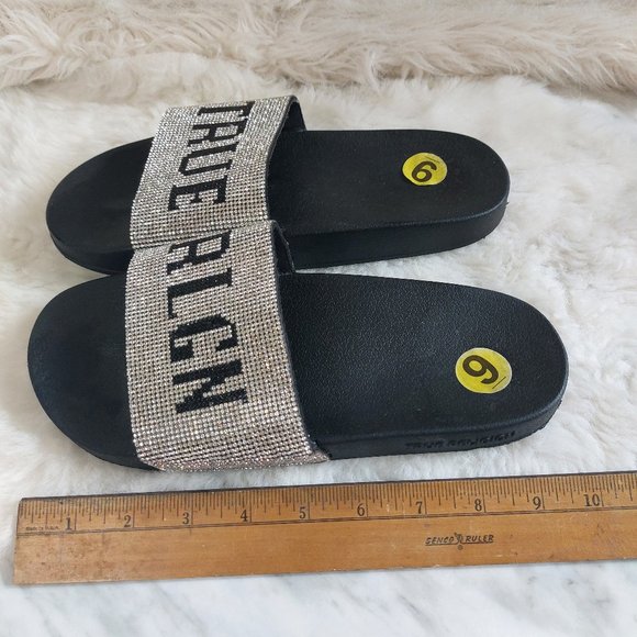 True Religions Women's Black Meyer Bling Slides Sandals US 9 - Picture 3 of 7